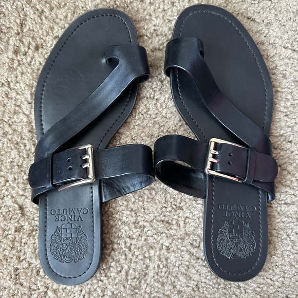 Vince Camuto women’s Tado black slip on leather sandal w/ adjustable buckle 7.5 - Picture 7 of 8